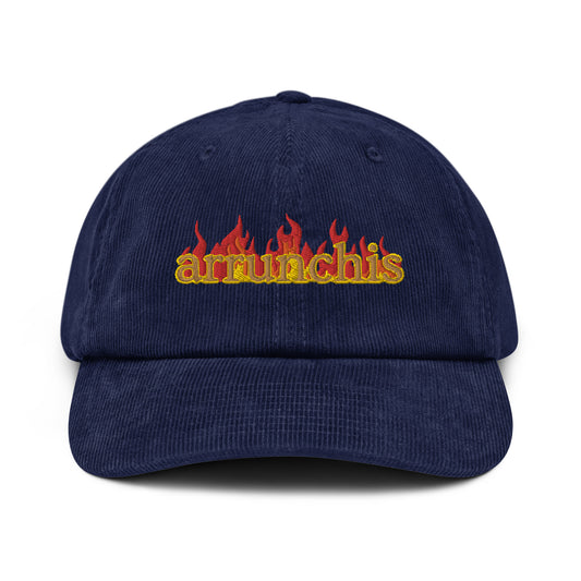 Flame Embroidered Corduroy Cap