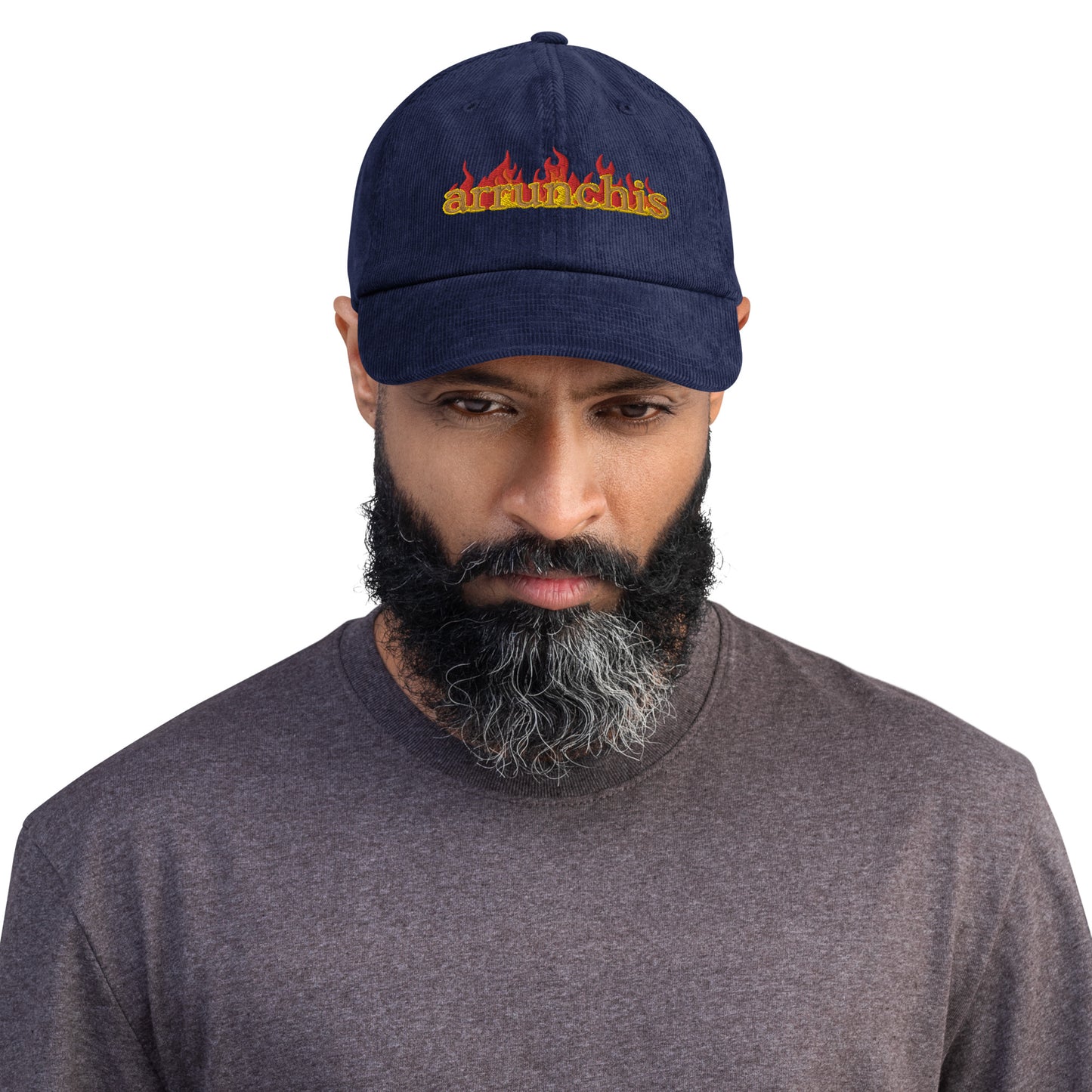 Flame Embroidered Corduroy Cap