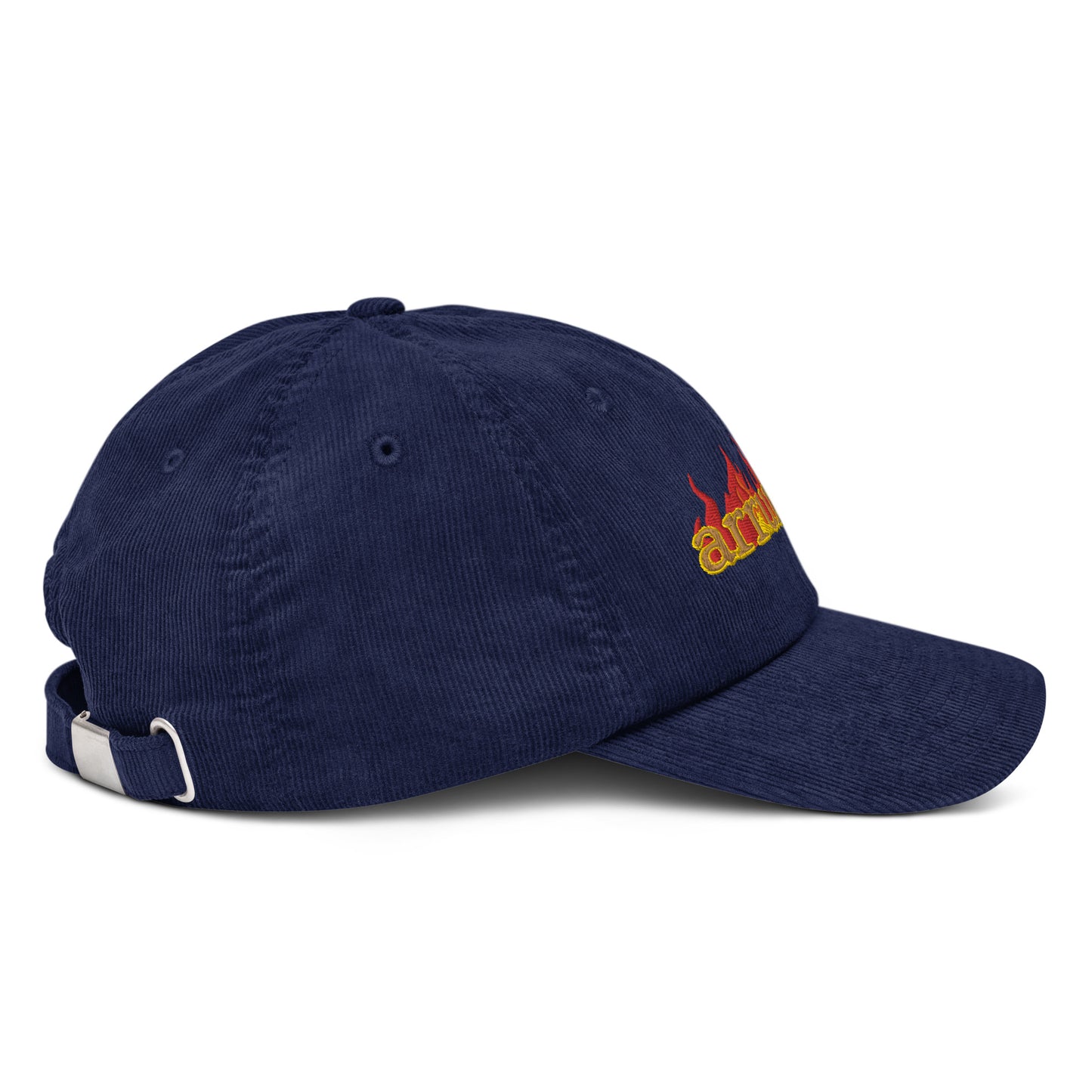 Flame Embroidered Corduroy Cap